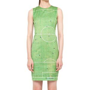 Akris Punto Soccer Field Print Sheath Dress Cotton Green Grass Football 8